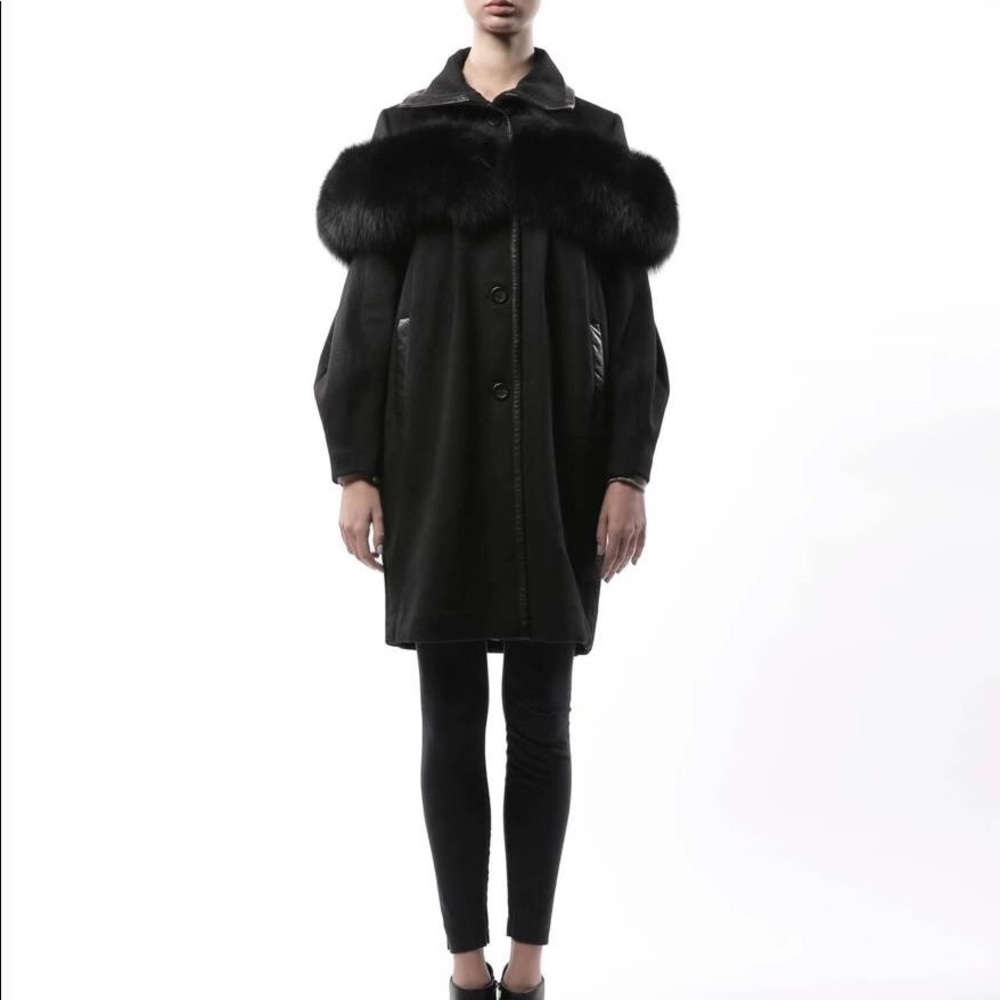 Black Fur Wrapped Around Coat